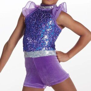 NWOT Weissman Women's Celebrity Biketard Dance Costume in Purple